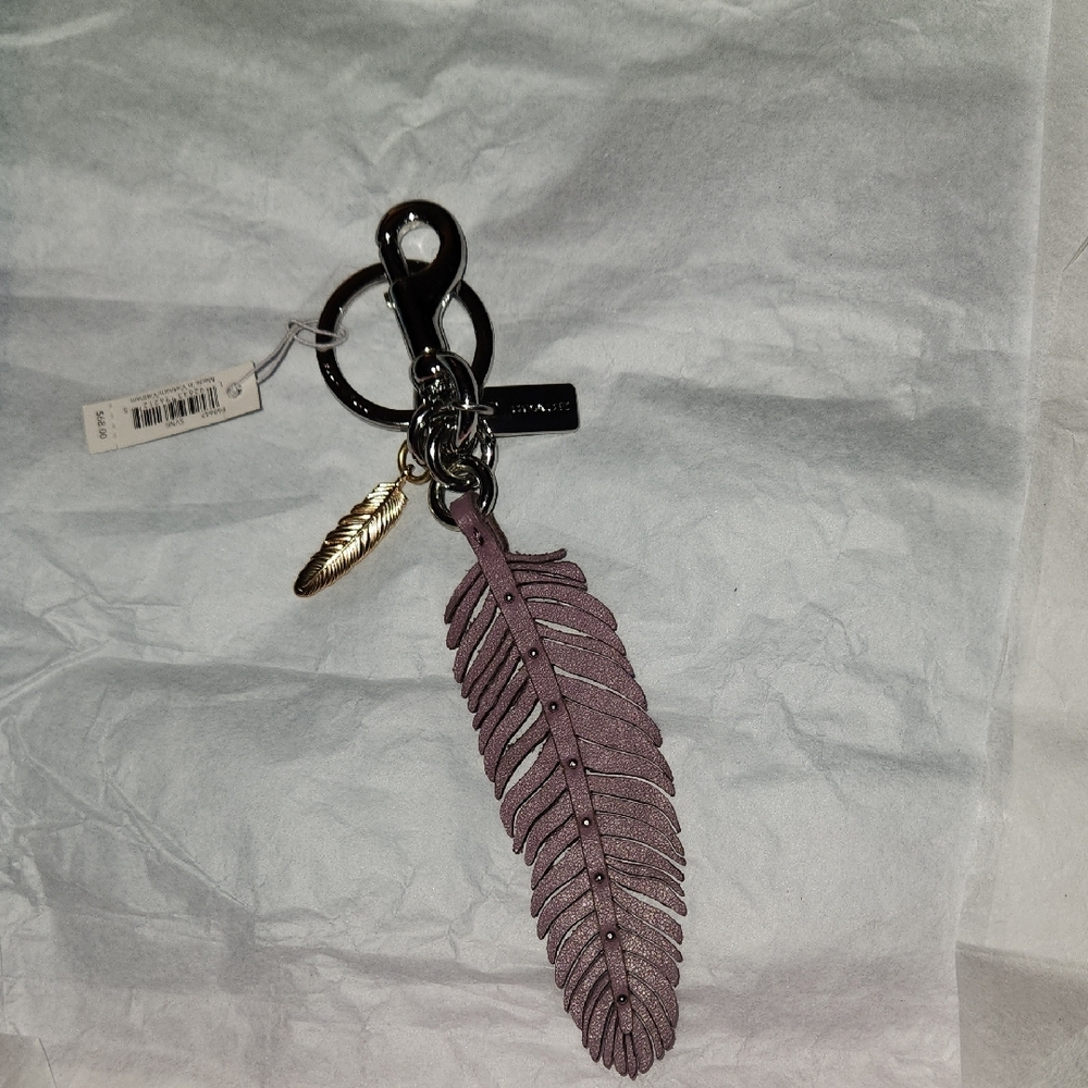 Coach Lilac Feather Keychain with Small Gold Feather ***SEE NOTE*** ***SEE PICS*